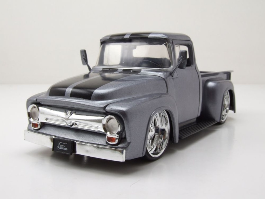 Modellauto Ford F-100 Custom Pick Up 1956 grau schwarz 1:24