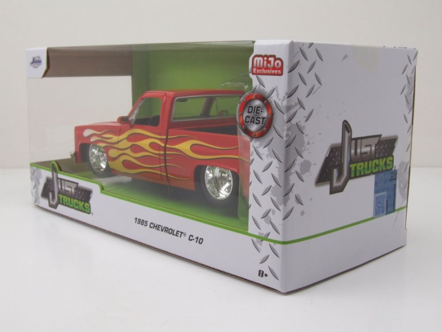 Modellauto Chevrolet C-10 Pick Up 1985 rot mit Flammen 1:24 Jada