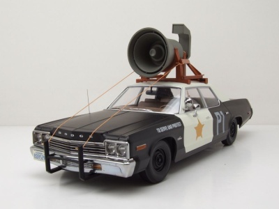 Dodge Monaco Bluesmobile look-a-like 1974 schwarz weiß mit Lautsprecher Modellauto 1:18 KK Scale