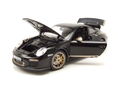 Porsche 911 GT3 RS 2009 schwarz gold Modellauto 1:18 Norev
