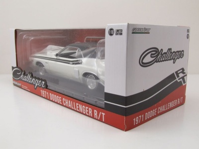 Dodge Challenger R/T 1971 weiß schwarz Modellauto 1:18 Greenlight Collectibles