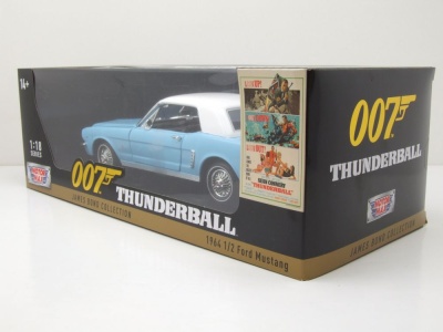 Ford Mustang Hardtop 1964 hellblau weiß James Bond 007 Thunderball Modellauto 1:18 Motormax