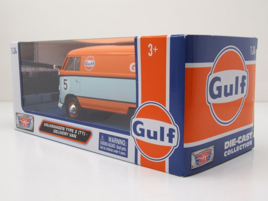 Modèle Réduit VW T1 Bus Gulf Orange 1:24 - MotorMax - Neuf Avec Boîte