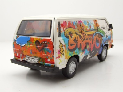 VW T3 Bus beige Graffiti Modellauto 1:24 Motormax