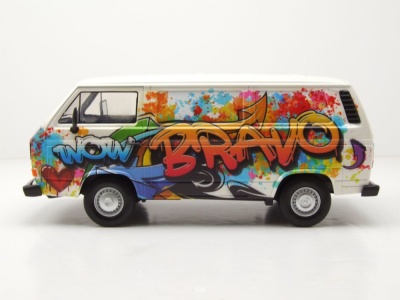 VW T3 Bus beige Graffiti Modellauto 1:24 Motormax