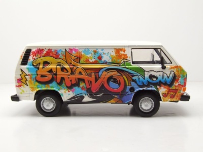 VW T3 Bus beige Graffiti Modellauto 1:24 Motormax