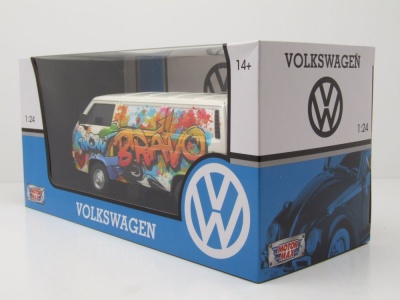 VW T3 Bus beige Graffiti Modellauto 1:24 Motormax