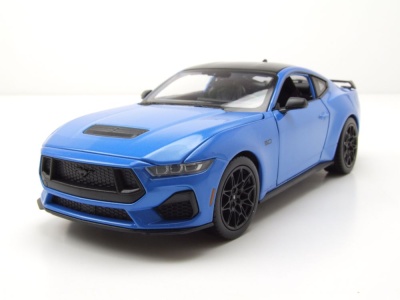 Ford Mustang GT 2024 blau schwarz Modellauto 1:24 Welly