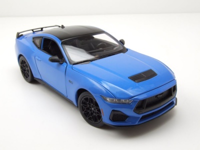 Ford Mustang GT 2024 blau schwarz Modellauto 1:24 Welly