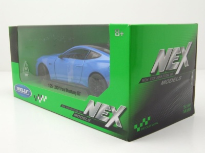 Ford Mustang GT 2024 blau schwarz Modellauto 1:24 Welly