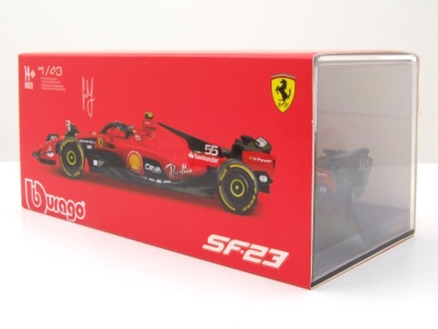 Ferrari SF-23 #55 Formel 1 2023 rot Sainz mit Helm Modellauto 1:43 Bburago