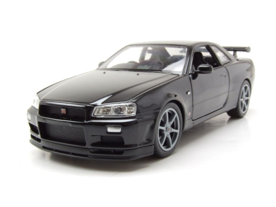 Nissan GT-R R34 schwarz Modellauto 1:24 Welly