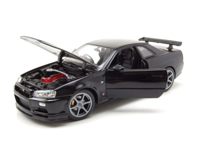 Nissan GT-R R34 schwarz Modellauto 1:24 Welly