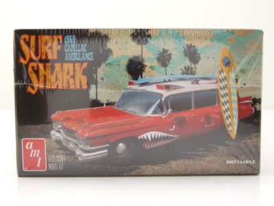 Cadillac Ambulance Surf Shark 1959 rot weiß Kunststoffbausatz Modellauto 1:25 AMT