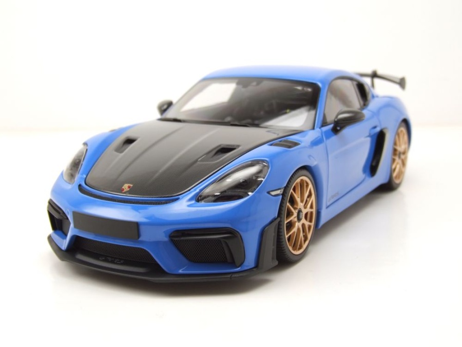 Porsche Cayman GT4 RS Weissach Package 2024 blau Modellauto 1:18 Minichamps