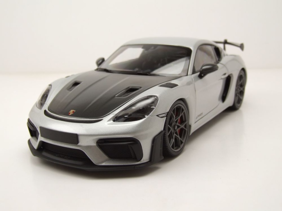 Porsche Cayman GT4 RS Weissach Package 2024 silber Modellauto 1:18 Minichamps