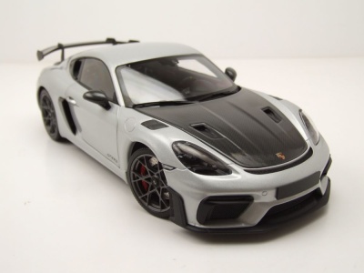 Porsche Cayman GT4 RS Weissach Package 2024 silber Modellauto 1:18 Minichamps