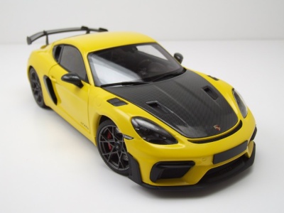 Porsche Cayman GT4 RS Weissach Package 2024 gelb Modellauto 1:18 Minichamps