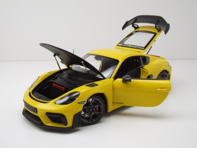 Porsche Cayman GT4 RS Weissach Package 2024 gelb Modellauto 1:18 Minichamps