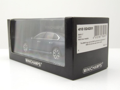 BMW I7 2023 matt blau metallic Modellauto 1:43 Minichamps