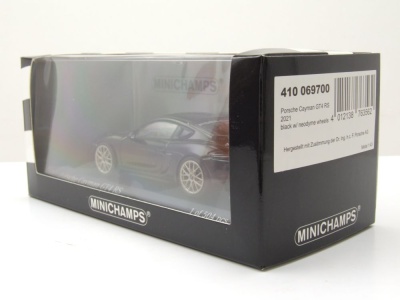 Porsche Cayman GT4 RS 2021 schwarz neodyme Felgen Modellauto 1:43 Minichamps