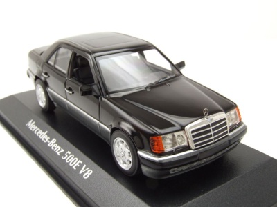 Mercedes 500E V8 W124 1991 schwarz Modellauto 1:43 Maxichamps