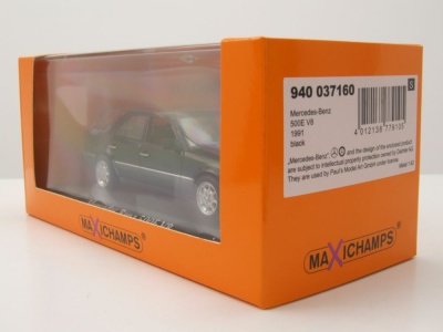 Mercedes 500E V8 W124 1991 schwarz Modellauto 1:43 Maxichamps