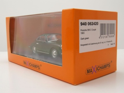 Porsche 356 C Coupe 1963 dunkelgrün Modellauto 1:43 Maxichamps
