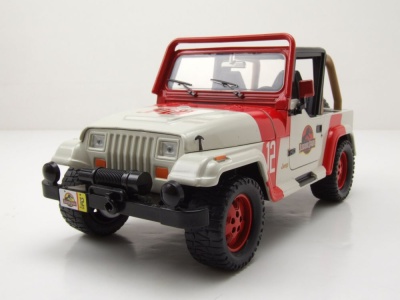 Jeep Wrangler 1992 weiß rot Jurassic World Modellauto 1:24 Jada Toys