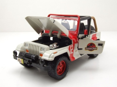 Jeep Wrangler 1992 weiß rot Jurassic World Modellauto 1:24 Jada Toys