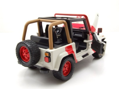 Jeep Wrangler 1992 weiß rot Jurassic World Modellauto 1:24 Jada Toys