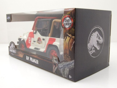 Jeep Wrangler 1992 weiß rot Jurassic World Modellauto 1:24 Jada Toys