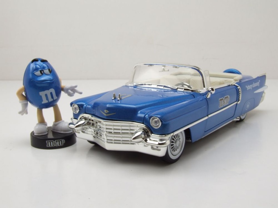 Cadillac Eldorado Convertible 1956 blau mit M&Ms Figur Modellauto 1:24 Jada Toys