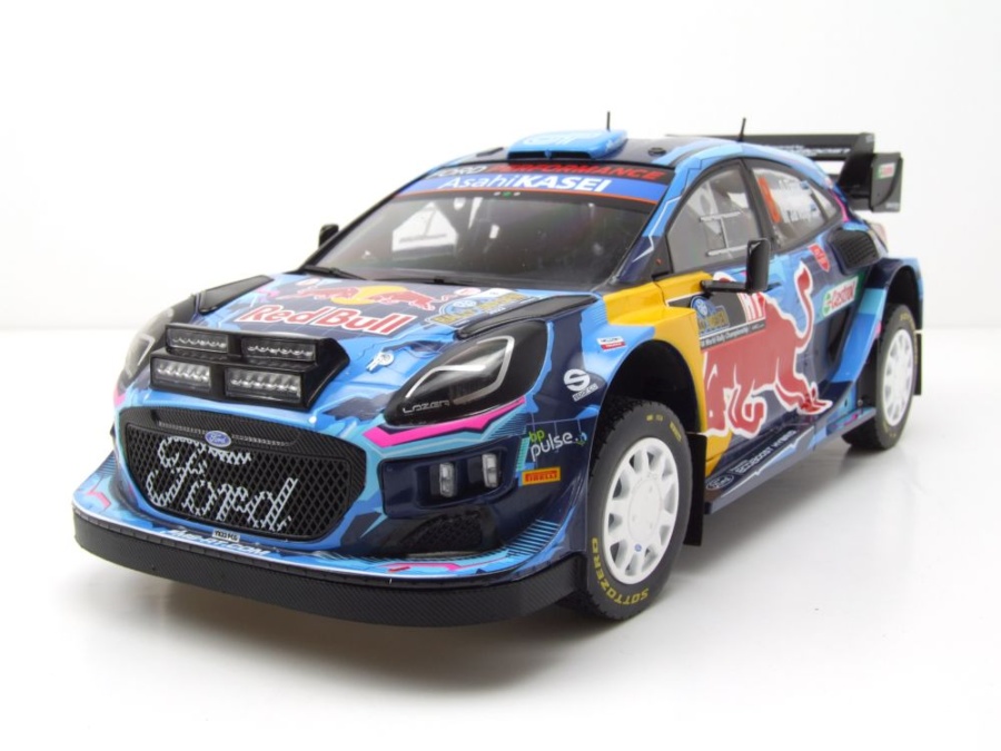 Ford Puma WRC Rally1 Hybrid #8 Rallye Schweden 2023 blau Tänak Modellauto 1:18 Solido