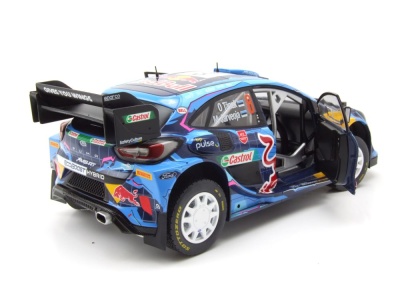 Ford Puma WRC Rally1 Hybrid #8 Rallye Schweden 2023 blau Tänak Modellauto 1:18 Solido