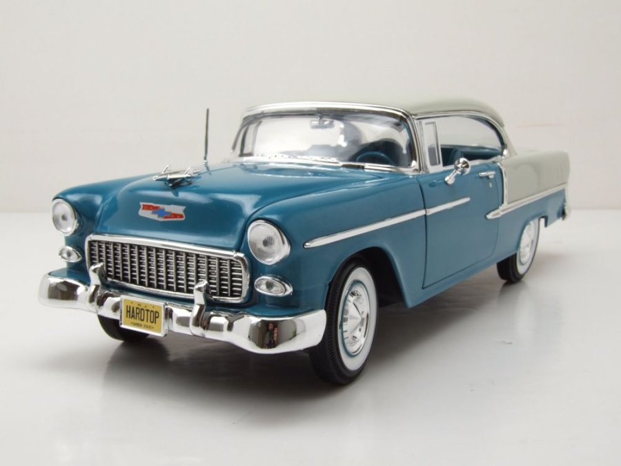 Chevrolet Bel Air 1955 blau elfenbein Modellauto 1:18 Auto World