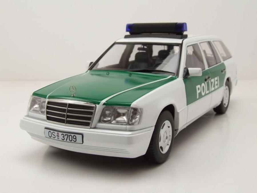 Mercedes E-Klasse T-Modell Kombi S124 Polizei 1995 grün weiß Modellauto 1:18 Triple9