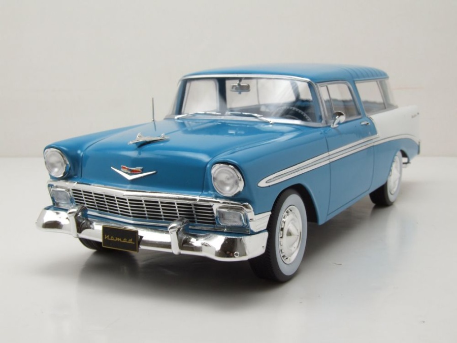 Modellauto Chevrolet Bel Air Nomad 1956 blau weiß 1:18 KK Scale
