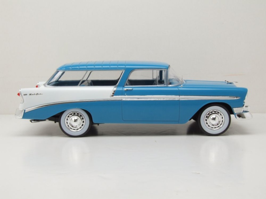 Modellauto Chevrolet Bel Air Nomad 1956 blau weiß 1:18 KK Scale