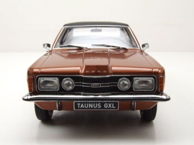 Ford Taunus GXL Coupe 1971 braun metallic matt schwarz Modellauto 1:18 KK Scale