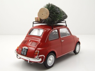 Fiat 500 L 1968 rot mit Weihnachtsbaum Modellauto 1:18 Norev