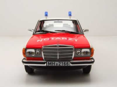 Mercedes 200 W123 Notarzt 1984 rot weiß Modellauto 1:18 Norev