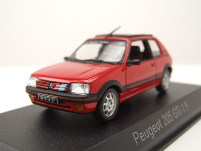 Peugeot 205 GTi 1.9 1991 rot PTS Deko Modellauto 1:43 Norev