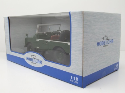 Land Rover Series I ohne Verdeck RHD 1957 dunkelgrün Modellauto 1:18 MCG