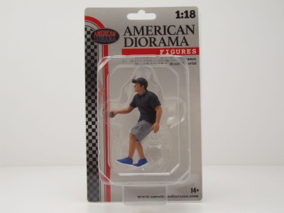 Figur Serie 2 #4 Mann mit Mütze schwarz grau für 1:18 Modelle American Diorama