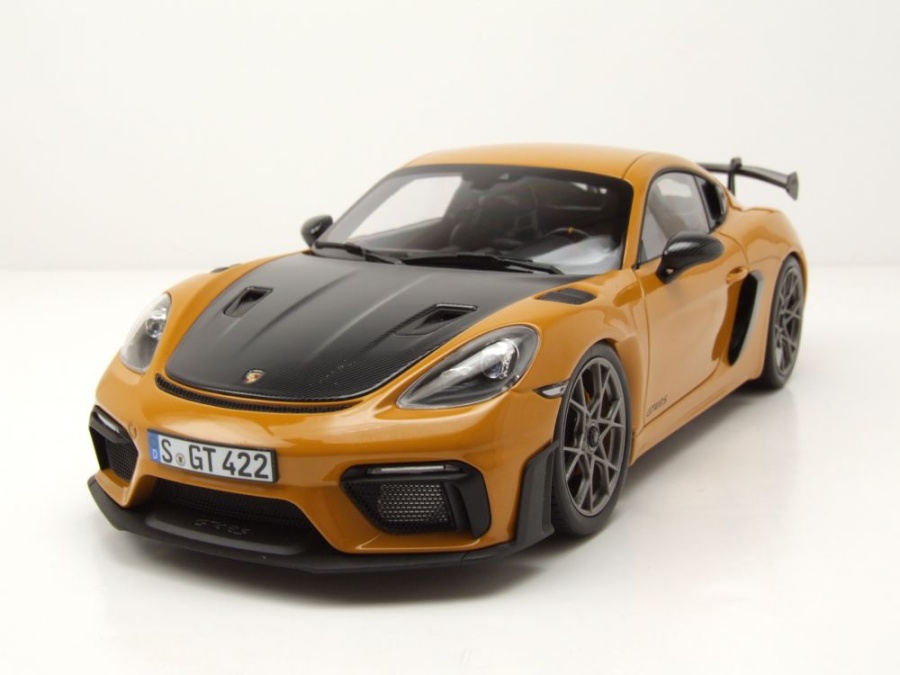 Modellauto Porsche Cayman GT4 RS Weissach Package 2023 gelb