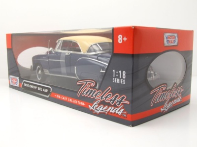 Chevrolet Bel Air 1950 dunkelblau beige Modellauto 1:18 Motormax