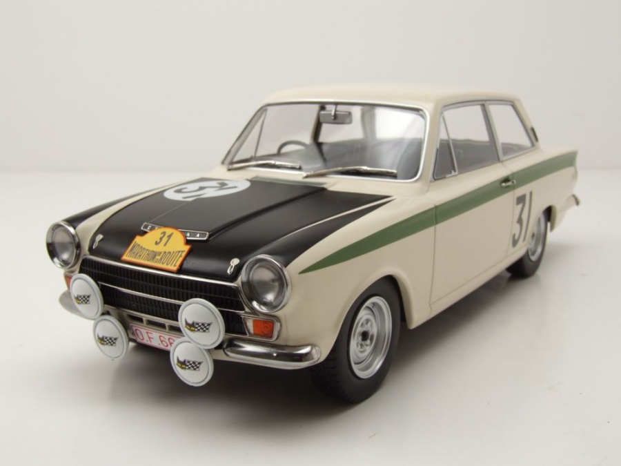 Ford Lotus Cortina #31 Marathon de la Route 1966 weiß Ickx Staepelaere Modellauto 1:18 MCG