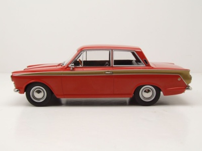 Ford Lotus Cortina 1966 rot gold Modellauto 1:18 MCG