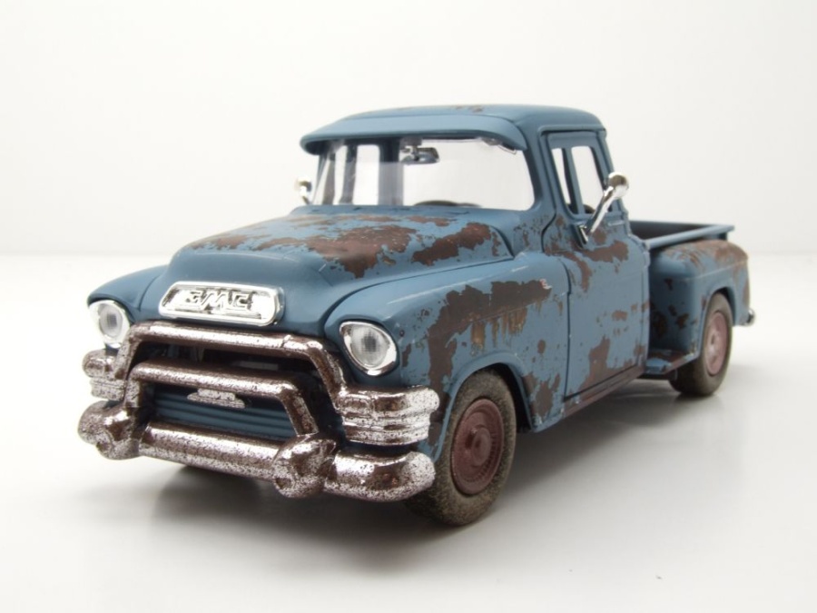 GMC Blue Chip Pick Up 1955 blau verwittert Modellauto 1:24 Motormax
